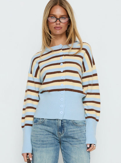 Rhitta Button Down Cardigan Multi Stripe