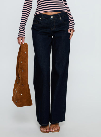 Ellanor Low Rise Straight Leg Jeans Indigo Blue