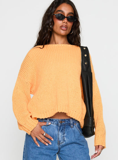 In The Evening Knit Sweater Orange