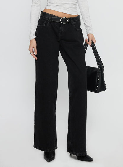 Ellanor Low Rise Slouch Denim Jean Washed Black