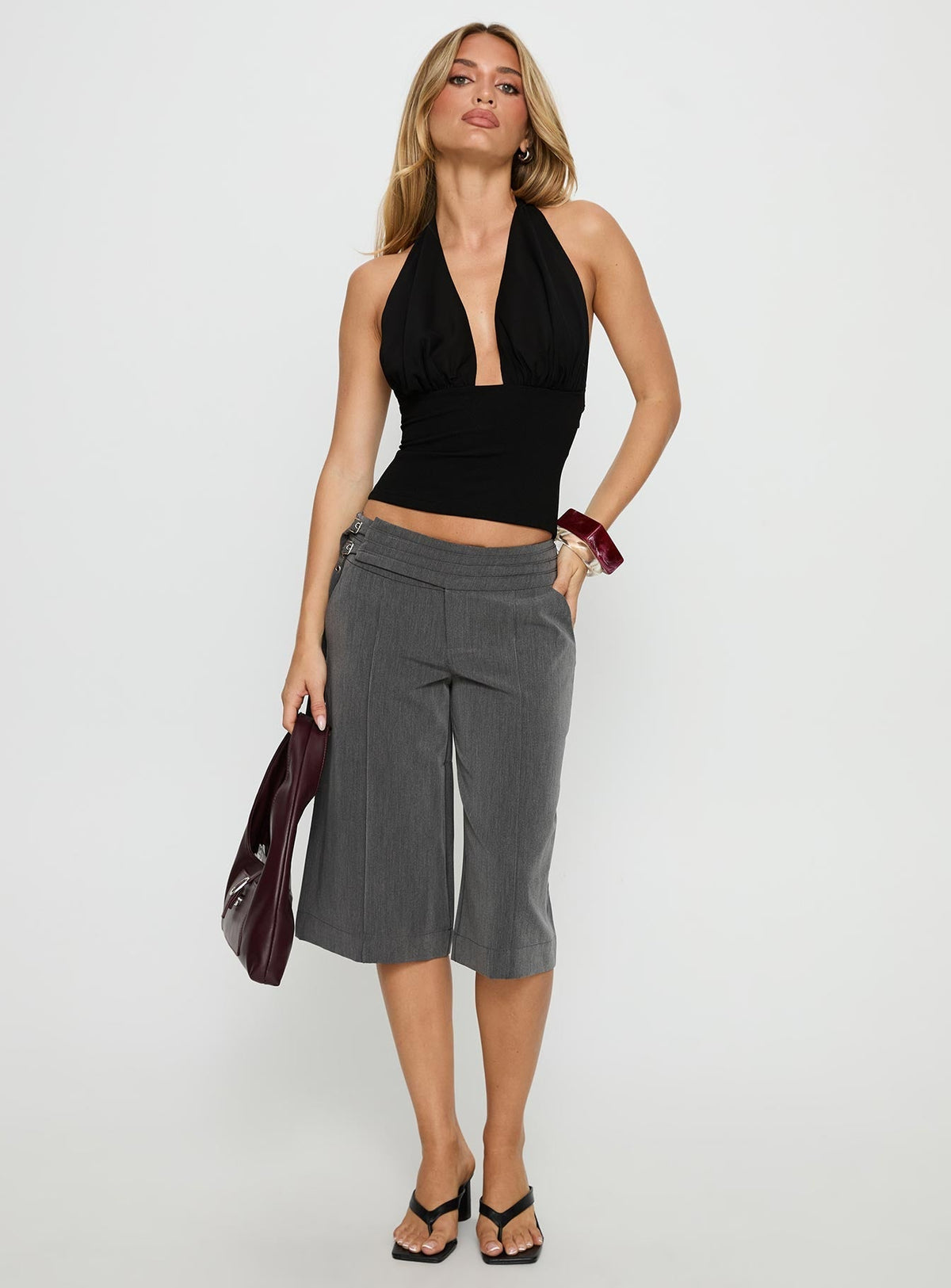 Rakelle 3/4 Tailored Shorts Dark Grey
