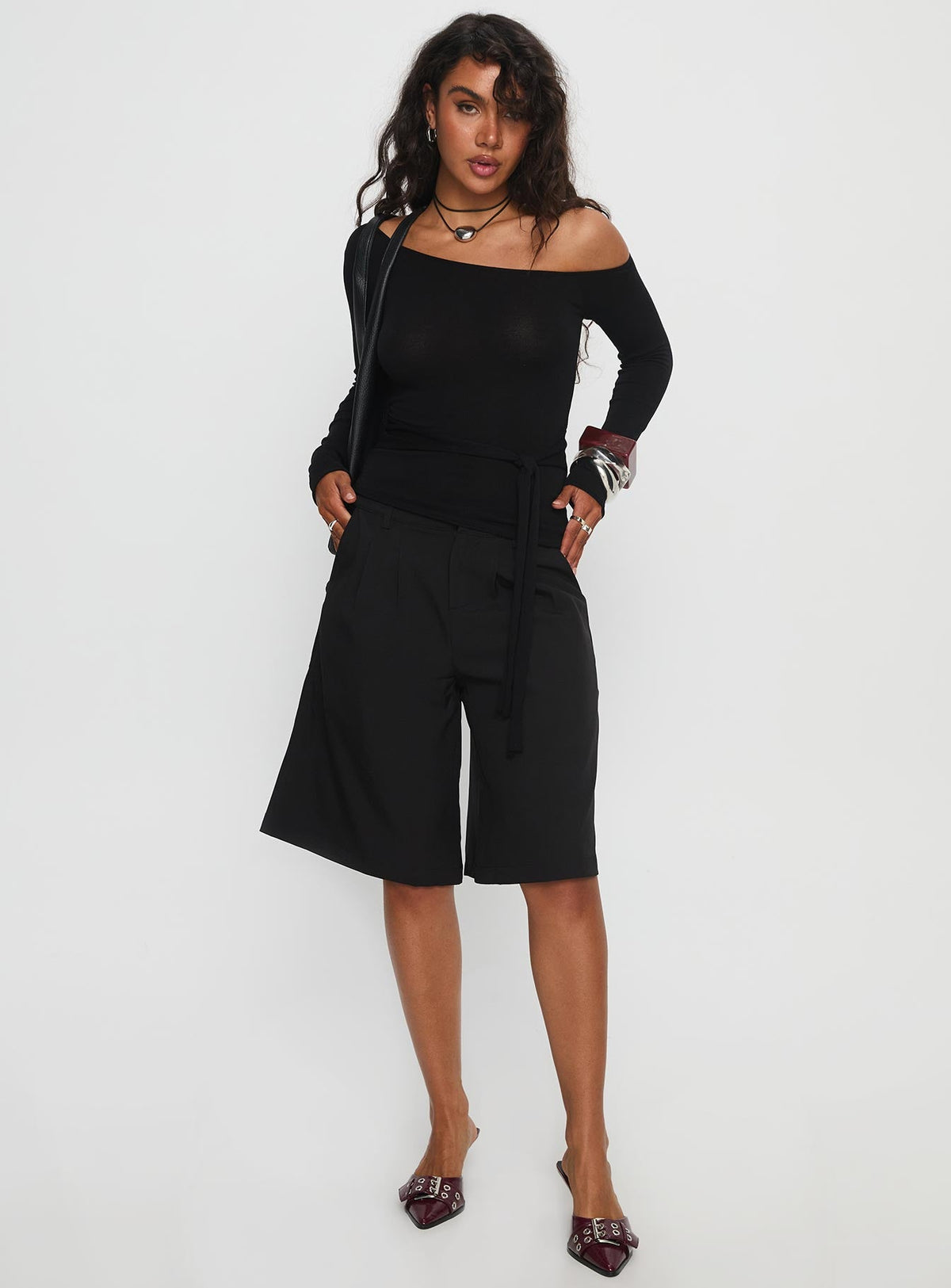 Brynah Pintuck Tailored Short Black