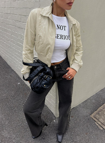 Arwyn Fitted Bomber Jacket Taupe