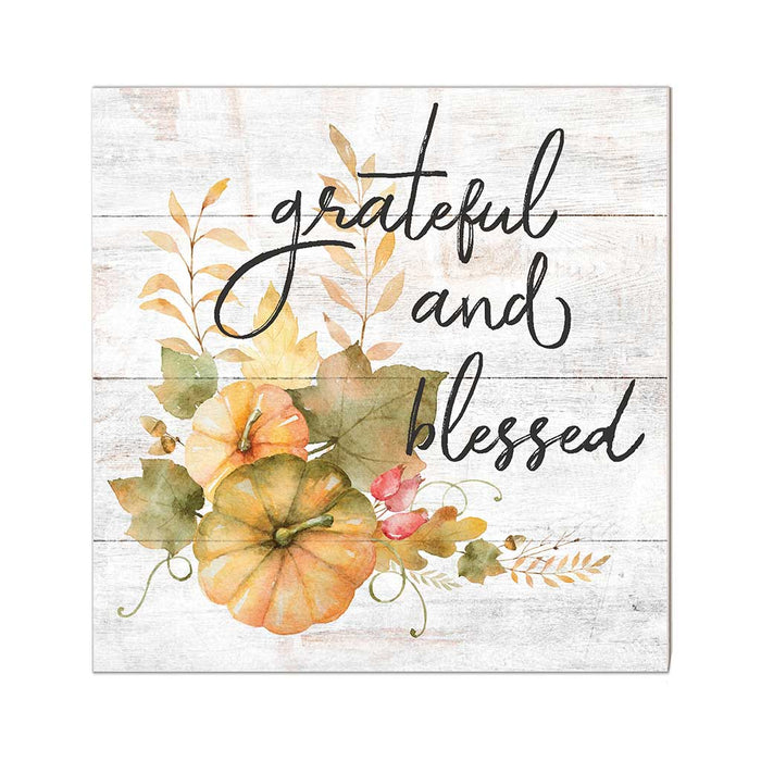 10x10 Grateful and Blessed Pumpkins Sign