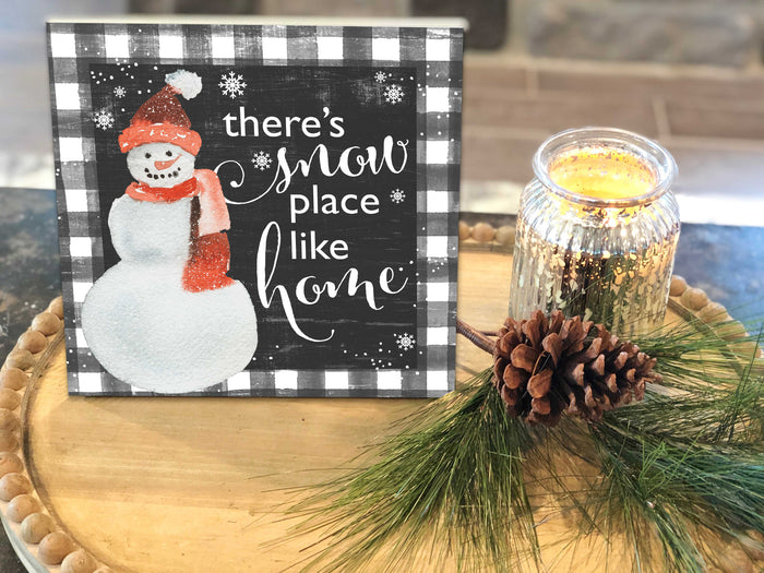 10x10 Snowplace Like Home Snowman Black Buffalo Check Sign