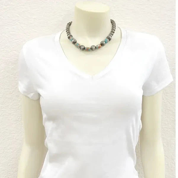 15"  Navajo Inspired Gemstone Beaded Necklace