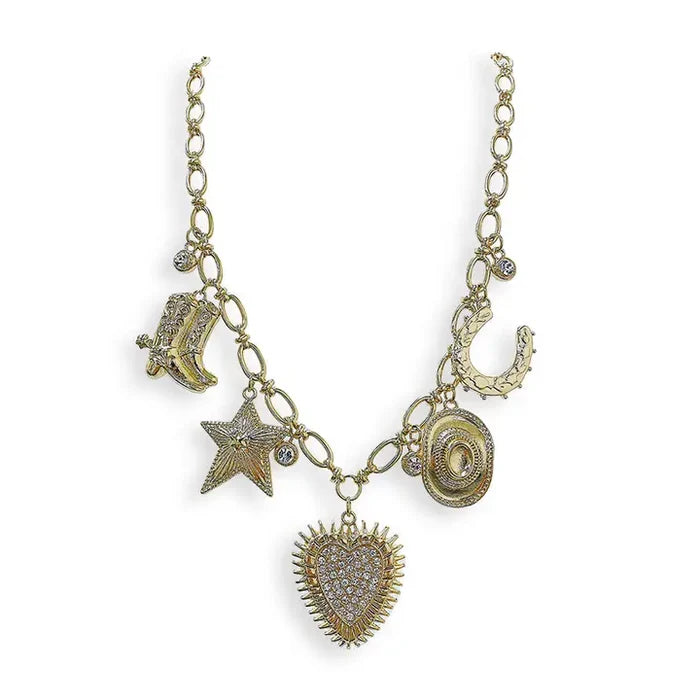 16" Gold Chunky Charm Necklace