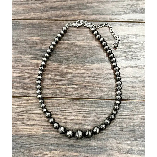 16" Polished Navajo Inspired Beaded Necklace