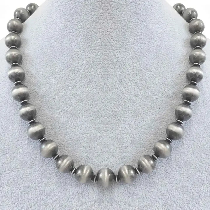 18" Silver Navajo Inspired Bead Necklace