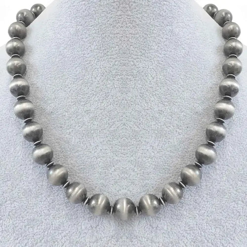 18" Silver Navajo Inspired Bead Necklace