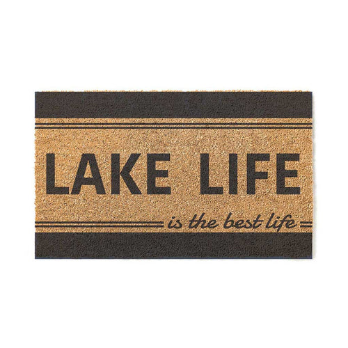 18x30 Coir Doormat Lake Life is Best Stripe