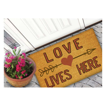 18x30 Coir Doormat Love Lives Here Heart
