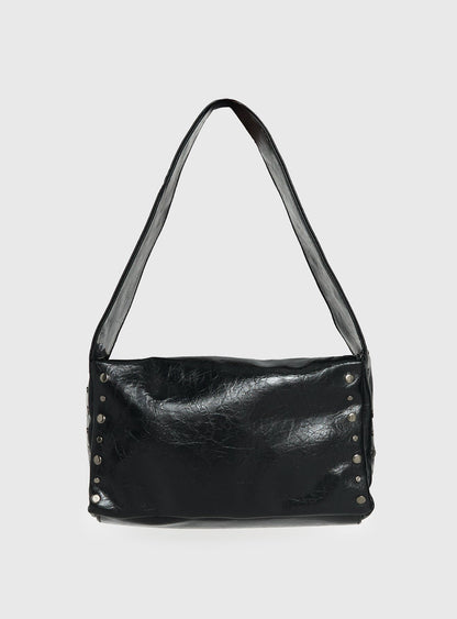 Kaiser Stud Detail Shoulder Bag Black