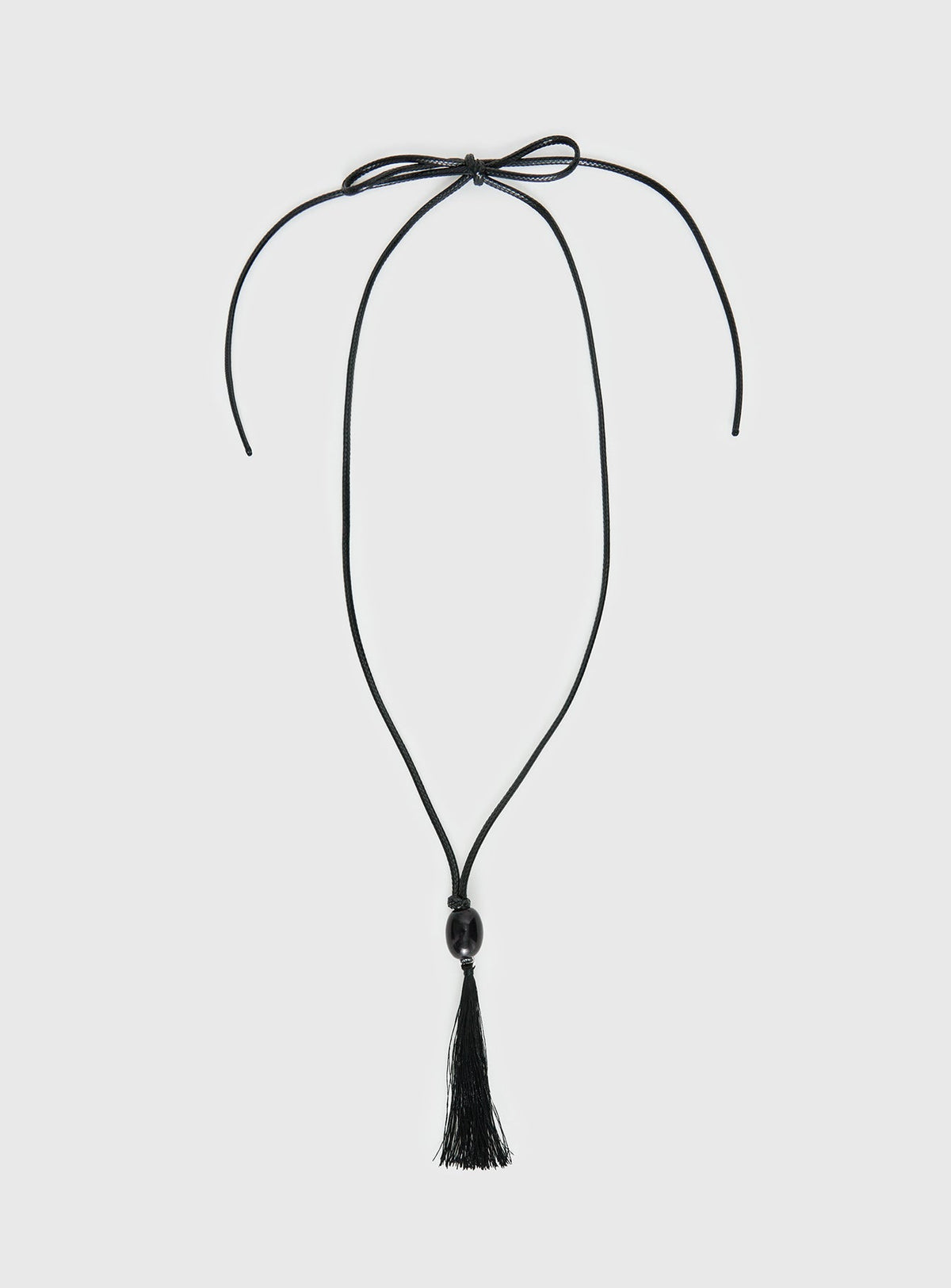 Fight The Feeling Long Tassel Necklace Black
