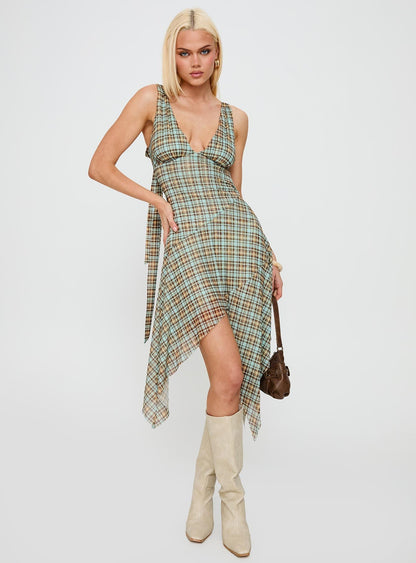 Blaize Asymmetrical Midi Dress Multi Check