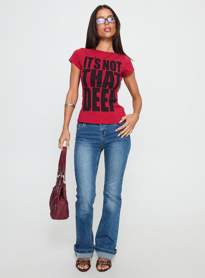 It's Not That Deep Graphic Baby Tee Red