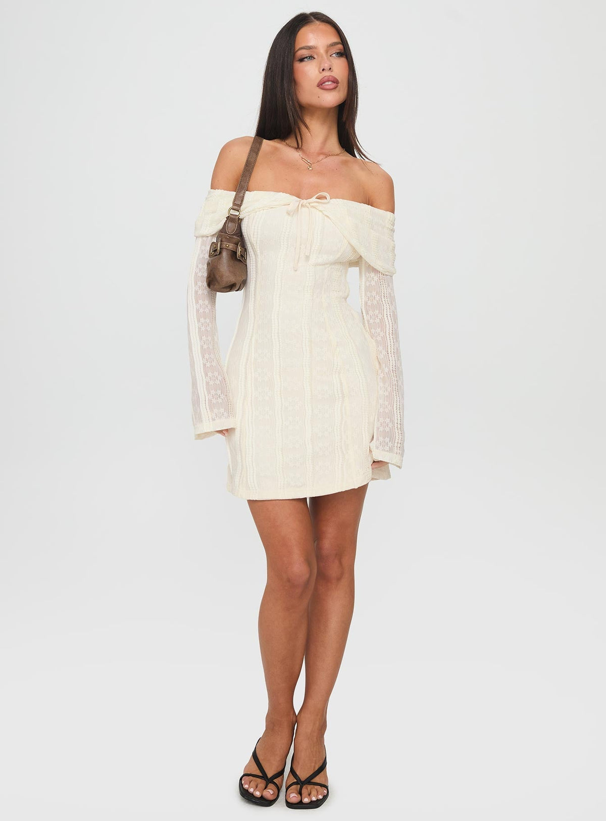 Colettie Long Sleeve Mini Dress Cream