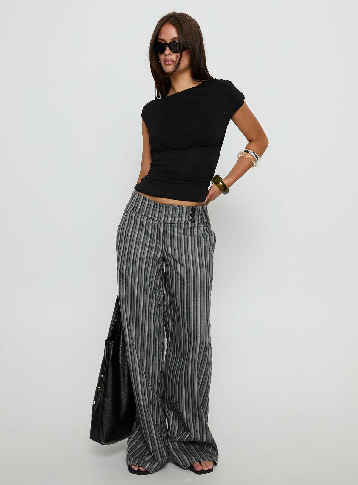 Cedars Low Rise Pant Grey Stripe