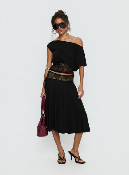 Marienna Lace Midi Skirt Black