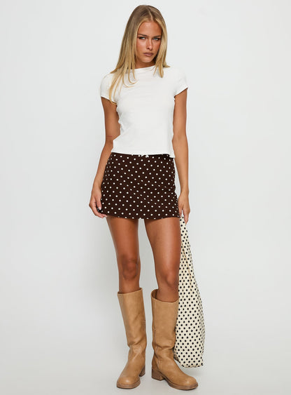 Tejano Mini Skirt Brown Polka Dot
