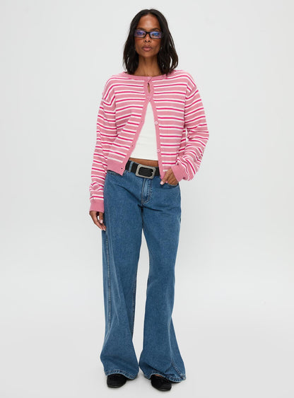 Heavenly Dream Cardigan Pink Stripe