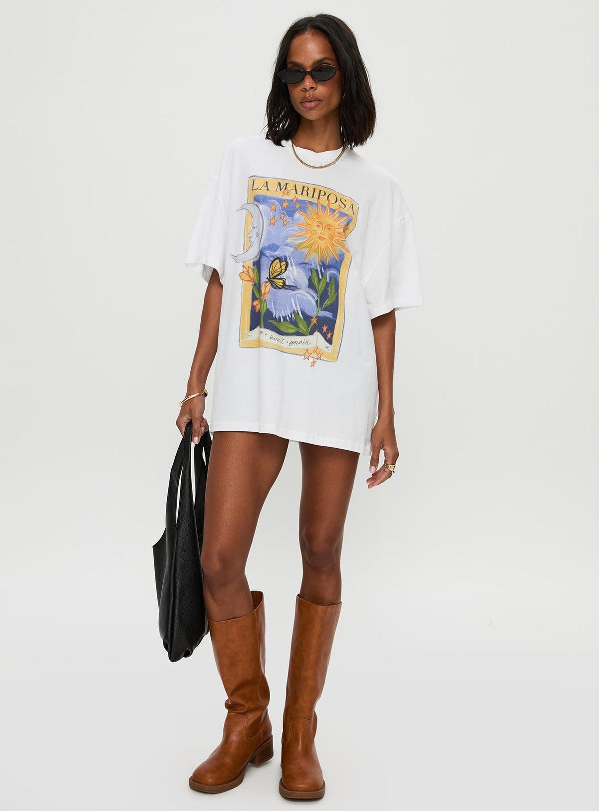 Tarot Card Oversized Graphic Top White / Multi