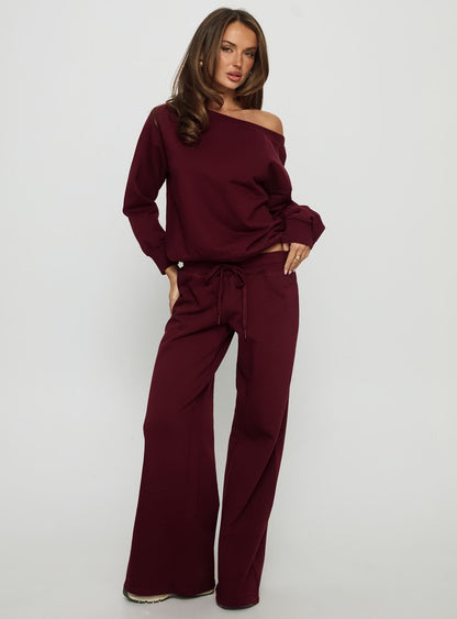 Dodie Wide Leg Pants Washed Currant
