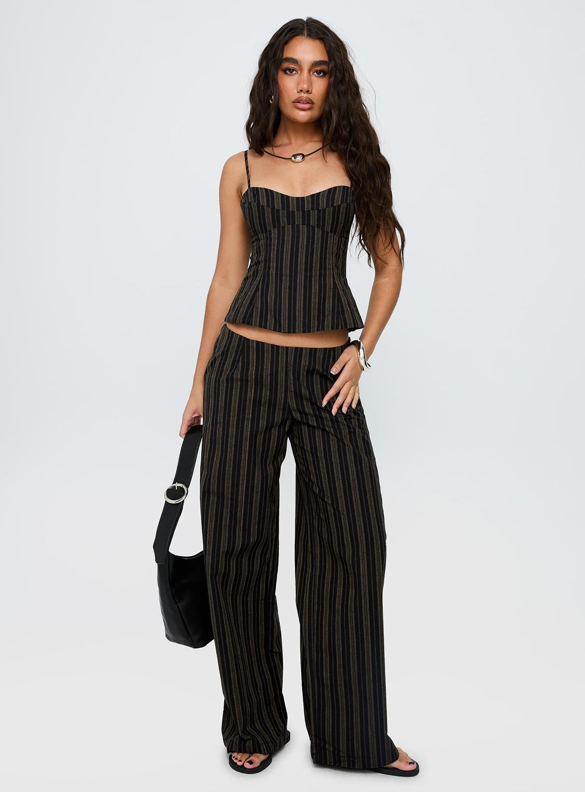 Kierstyn Corset Set Black Stripe