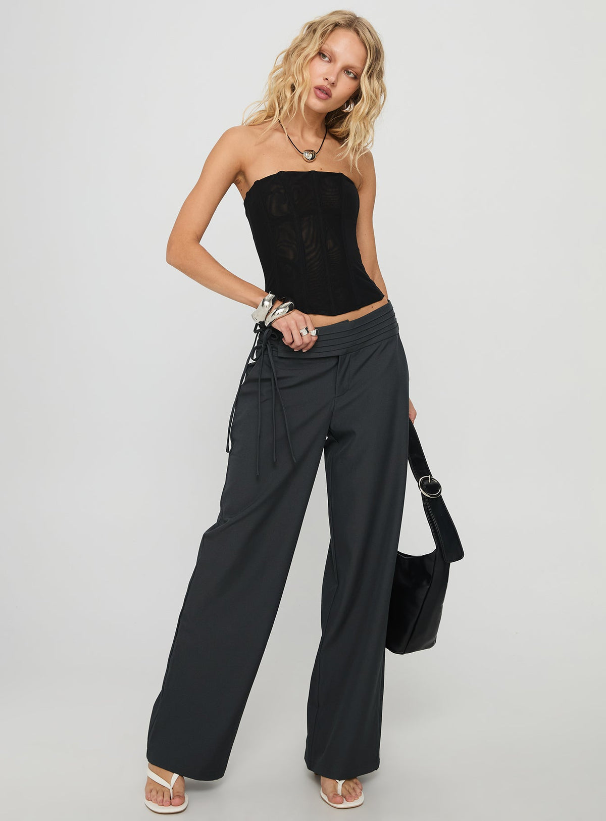 Oscuro Longline Mesh Corset Top Black