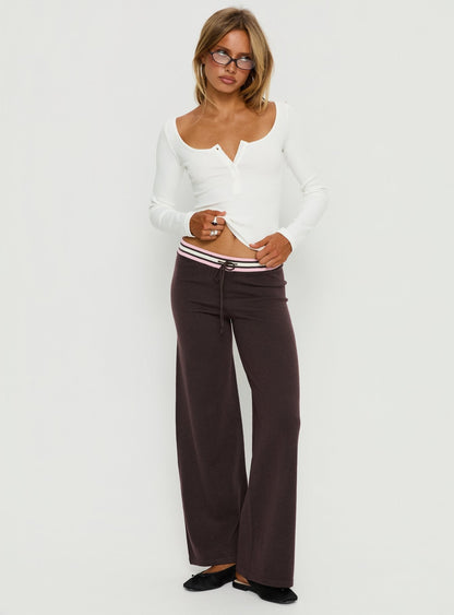 Felisha Low Waist Knit Pants Brown