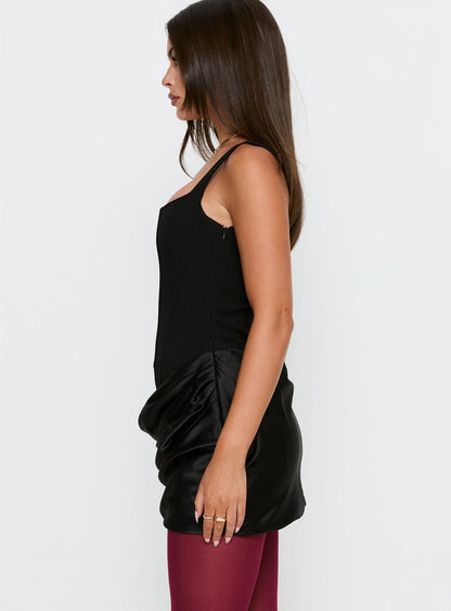 Ryana Corset Drape Mini Dress Black