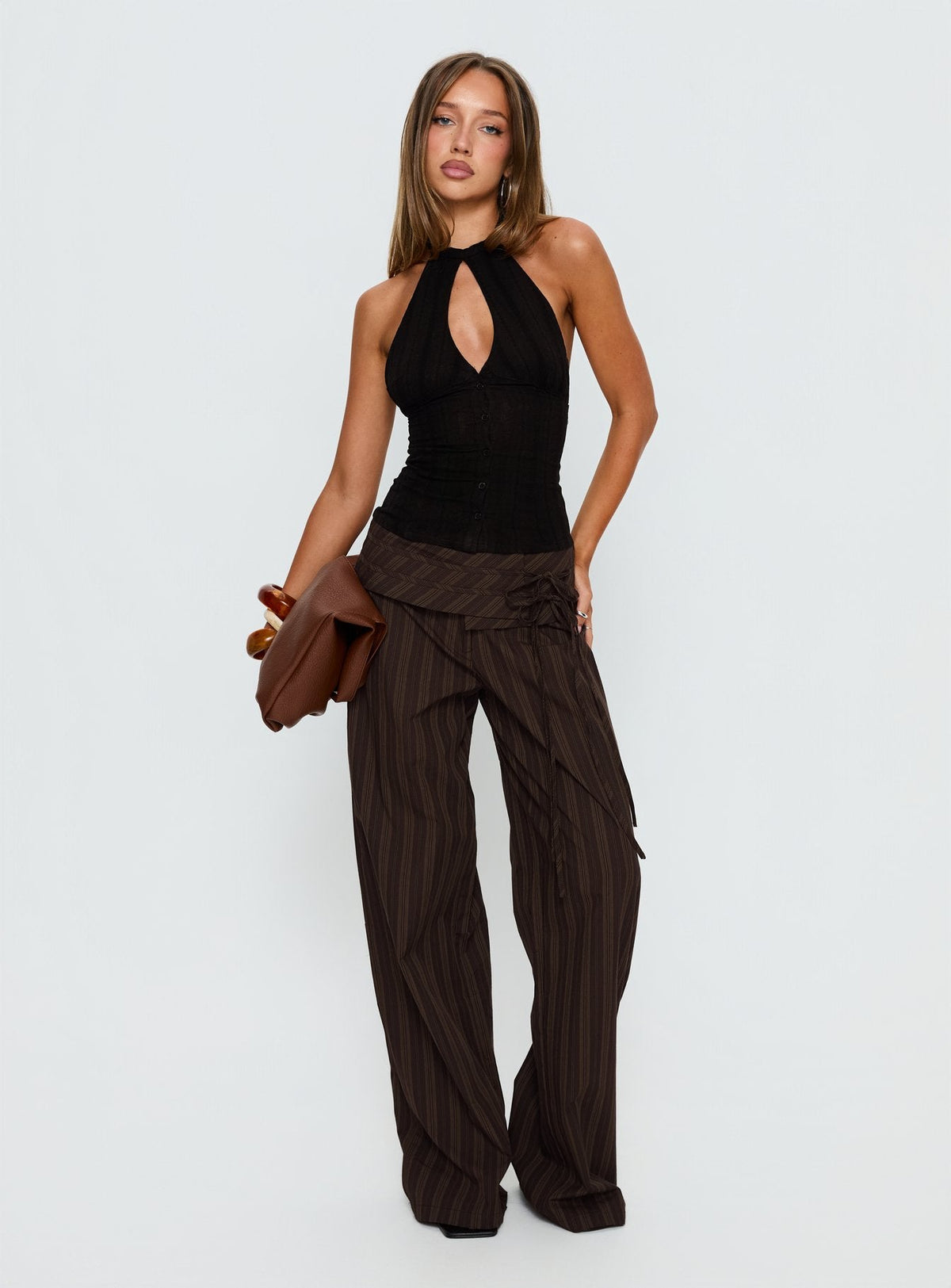 Seneca Wrap Pant Brown Stripe