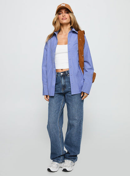 Mallin Shirt Mid Blue Stripe