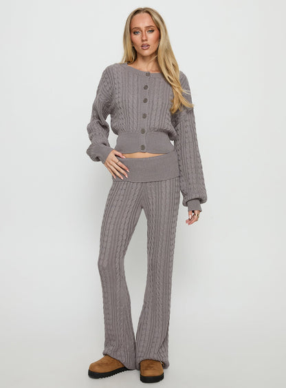 Baleigh Cable Knit Foldover Pants Grey
