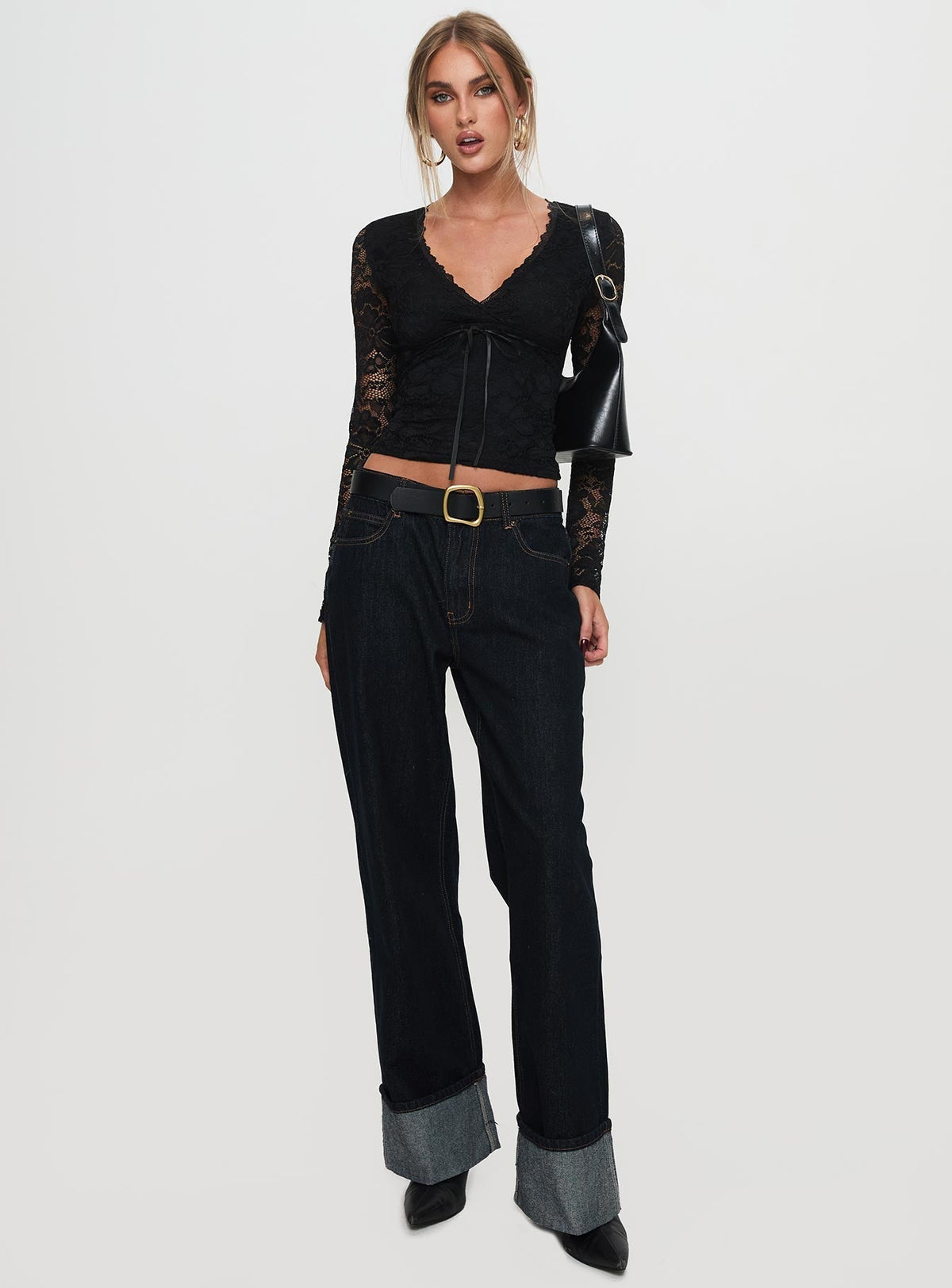 Temptation Incoming Long Sleeve Lace Top Black