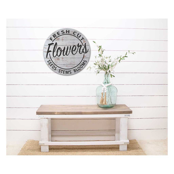 20X20 Indoor Outdoor Whitewash Fresh Cut Flowers Circle Sign