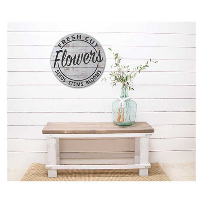 20X20 Indoor Outdoor Whitewash Fresh Cut Flowers Circle Sign