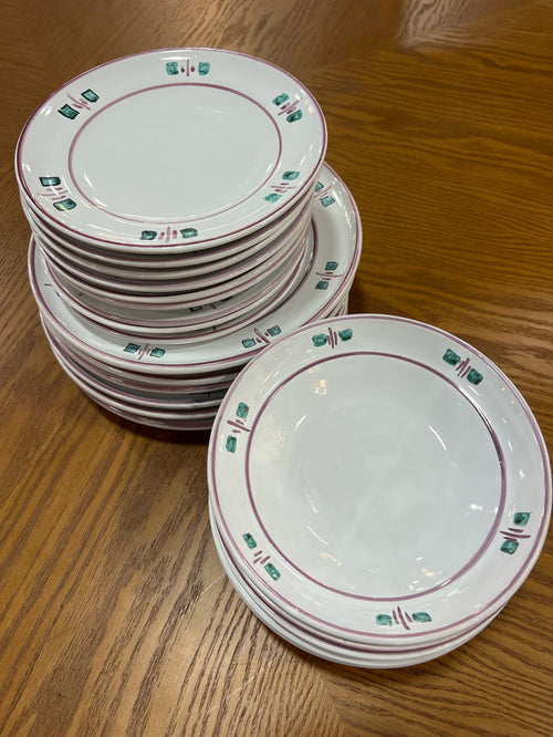 21 PIECE DISH SET ROSANNA PURPLE AND GREEN DESIGN