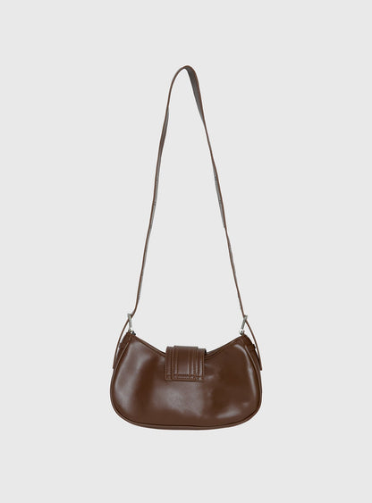 Kienna Buckle Shoulder Bag Brown
