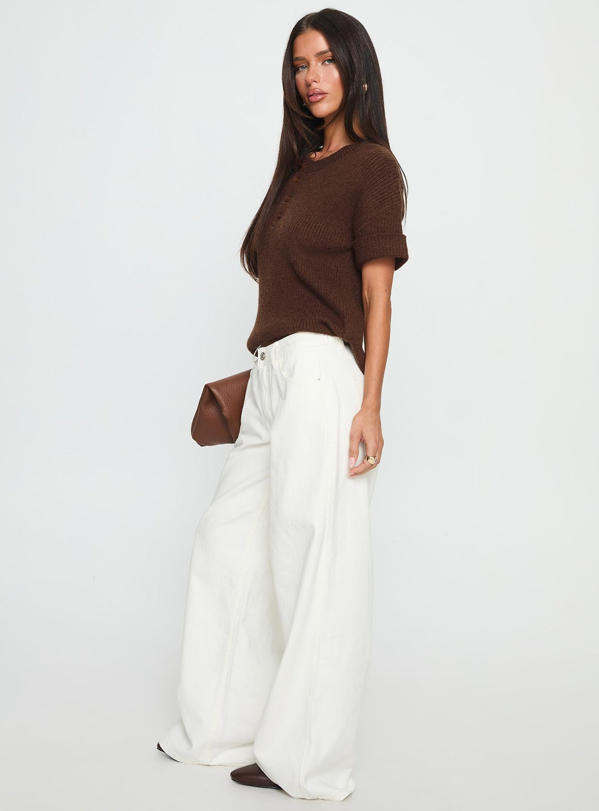 Ramos Low Rise Wide Leg Jeans White