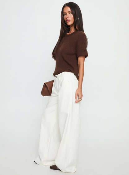 Ramos Low Rise Wide Leg Jeans White