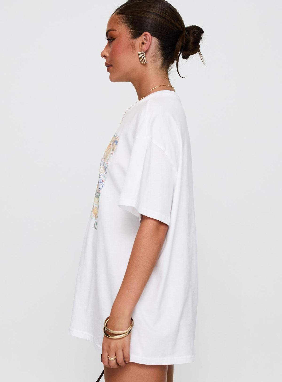 Love From Tuscany Oversized Graphic Top White