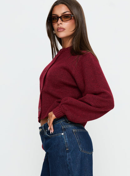 Kammi Button Up Cardigan Red