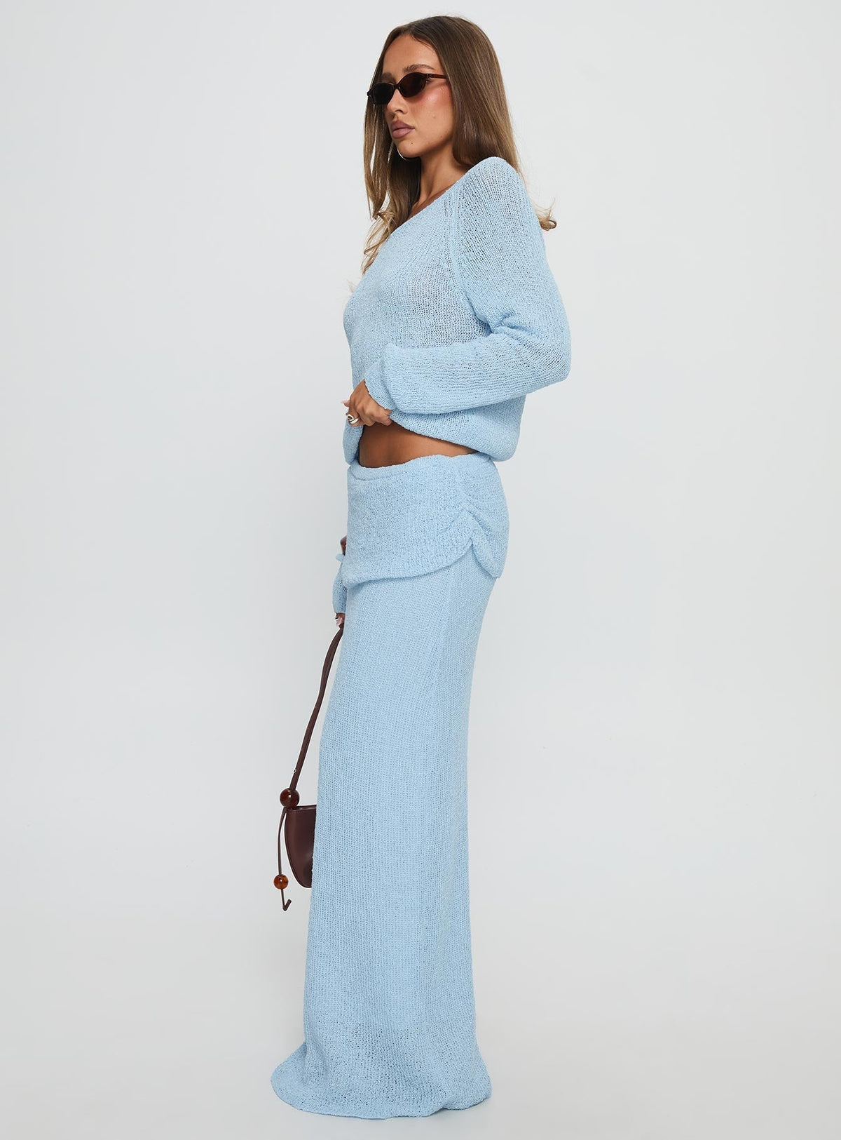 Tessira Boucle Maxi Skirt Blue