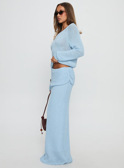 Tessira Boucle Maxi Skirt Blue