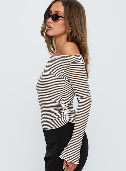 Synergies Long Sleeve Top Brown / White Stripe