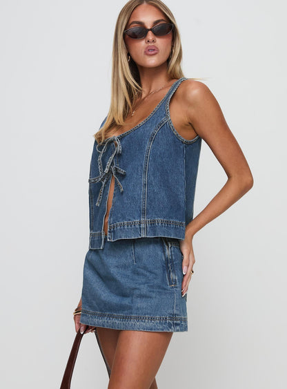 Stefenie Denim Skort Mid Wash