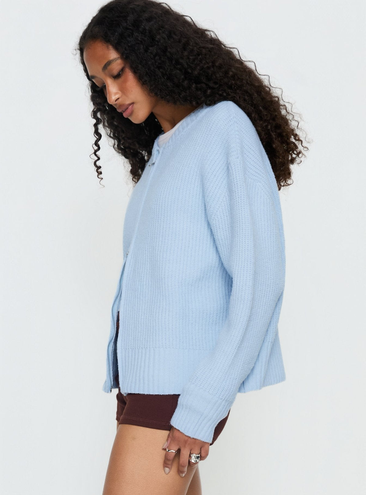 Lexene Zip Through Jumper Baby Blue