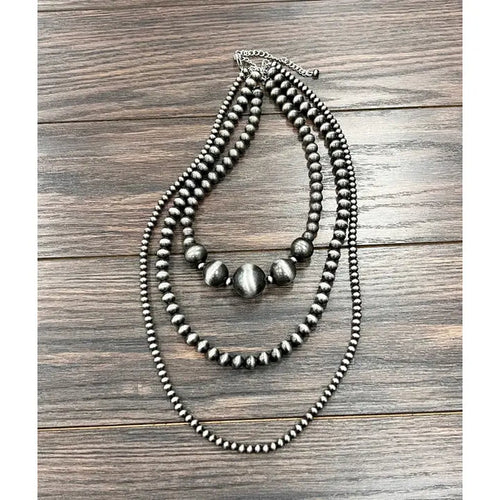 30" Three Strand Handmade Navajo Inspired Bead Necklace