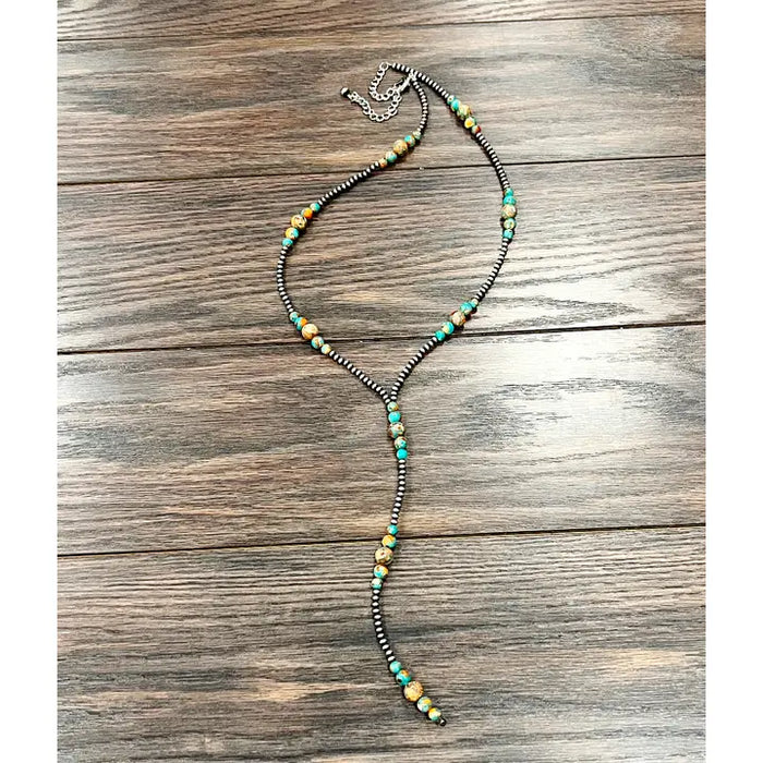 31" Handmade Navajo Inspired Gemstone Lariat Necklace